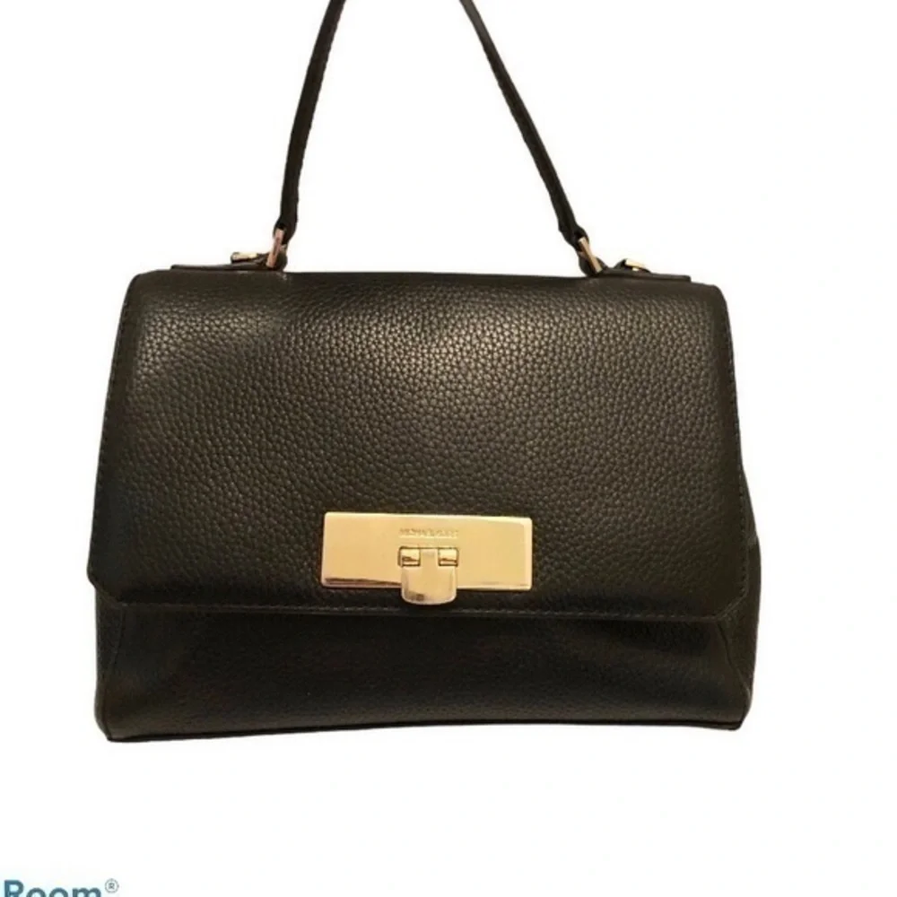 Michael kors black leather top handle bag